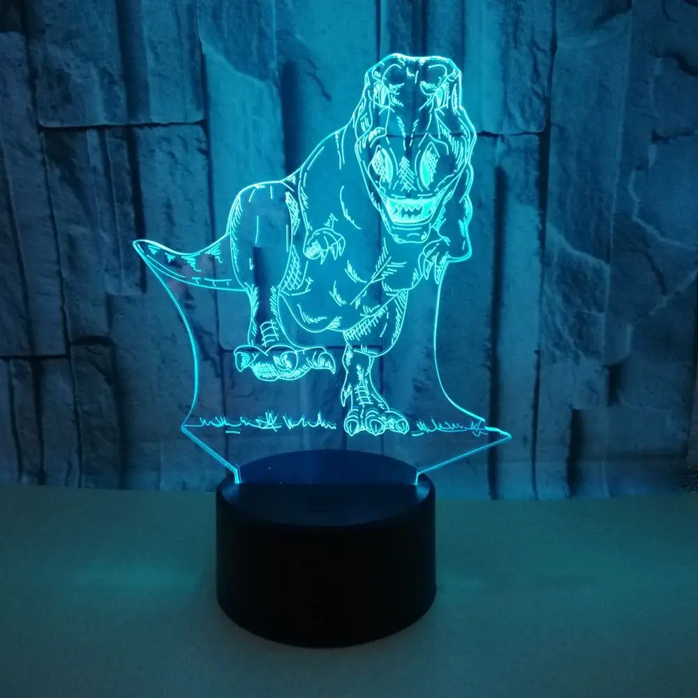 Творческий динозавров 3D настольная лампа сенсорный цветной LED визуальный