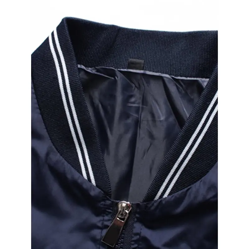 Мужская бейсбольная куртка черный Мода Письмо печати весна тонкий молния