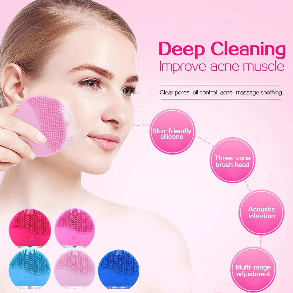 Электрическая Очищающая щетка для лица удалить угри очищающее средство пор мини