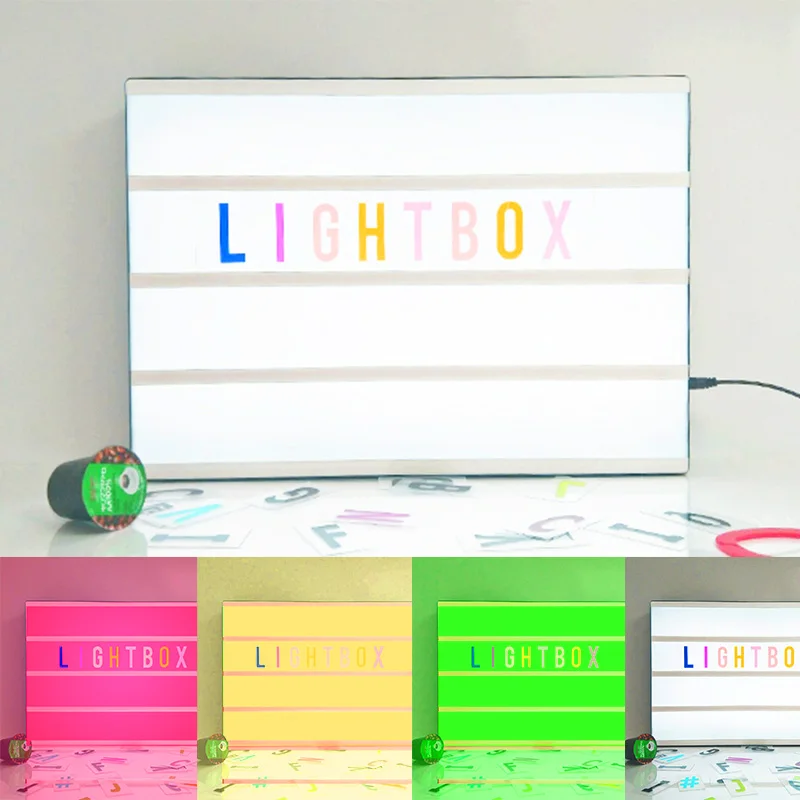 

DECO Hot Sale Beautiful A3 Cinematic Light Box with 200 Letters Symbols with RGB Color Decoration
