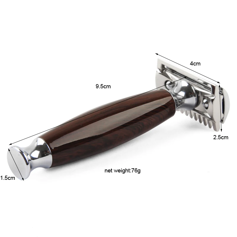 1 Razor 5 Blades Men Shaving Double Edge Razors Metal Blade Safety Imitation Wood Handle Manual Wet Shaver | Красота и здоровье