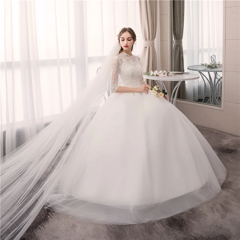 Элегантное белое кружевное свадебное платье с нашивки Vestido De Noiva Плюс Размер