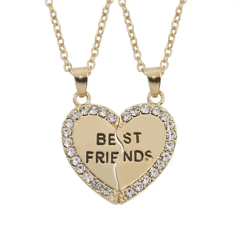 8 Gold Мода г. богемный Best друзья BFF Подвески 3 шт./компл. Подвески-талисманы сердце Цепочки и ожерелья горный хрусталь колье себе Цепочки и ожерелья - Окраска металла: 8 Gold