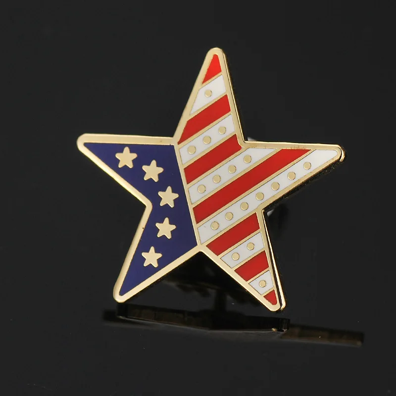 

Custom badges pin low price five-pointed star plating metal badges