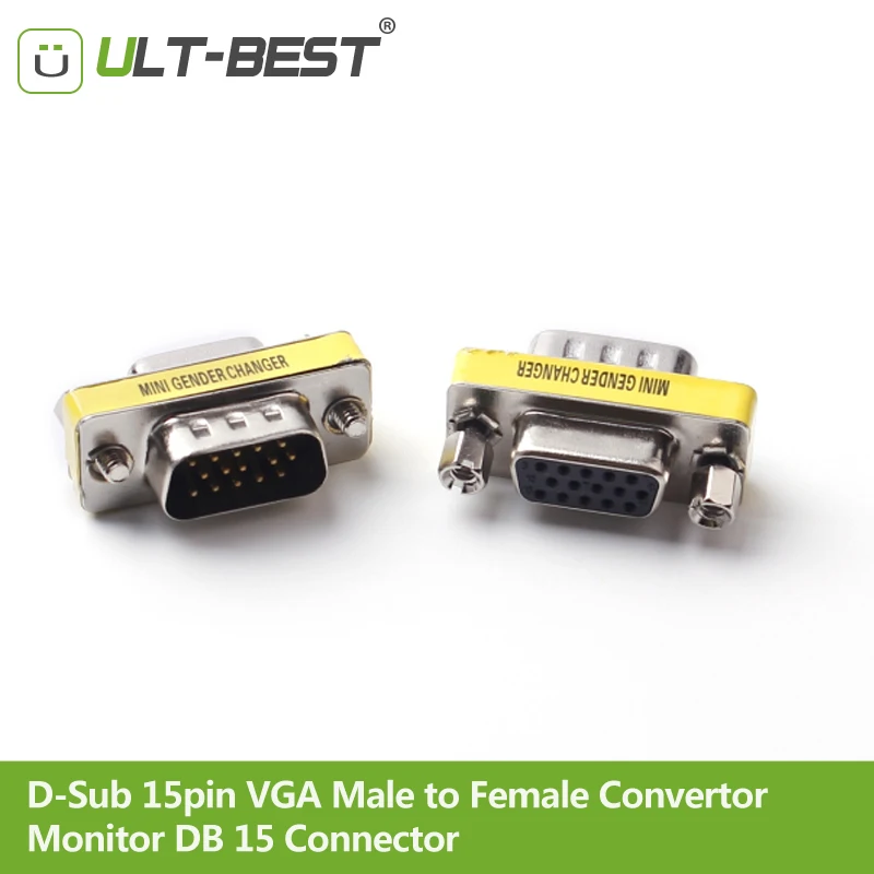 Ульт лучший D Sub 15pin VGA папа мама M/F конвертер монитора DB15 RGB HDB соединитель