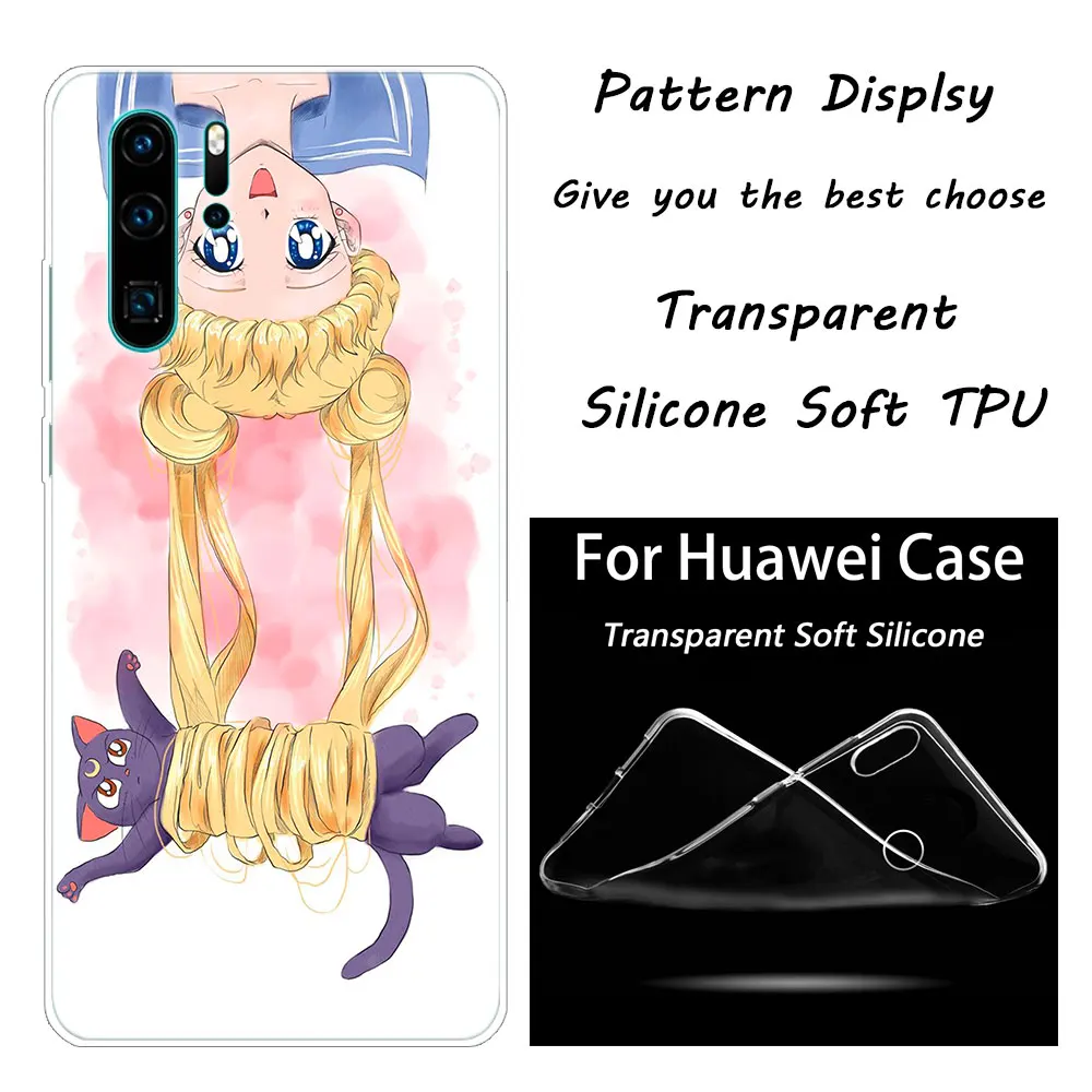 001 Модный мягкий силиконовый чехол с аниме Сейлор Мун для huawei P30 20 Pro 10 P9 P8 Lite P Smart Z Plus NOVA 5i 3i - Цвет: 001