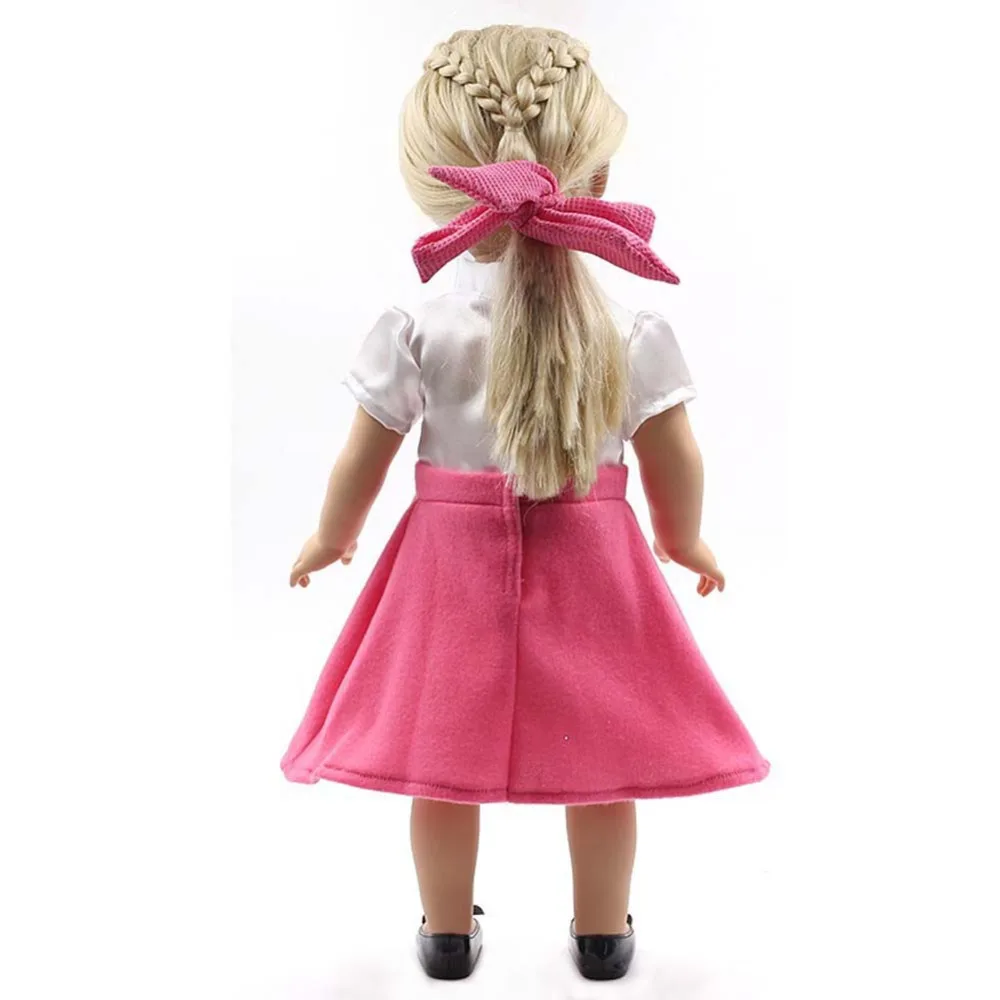 Cute Kitty Patch Doll Girl Pink Dress with Hair Band Fit 18 Inch American Toy Grooming Accessories | Игрушки и хобби