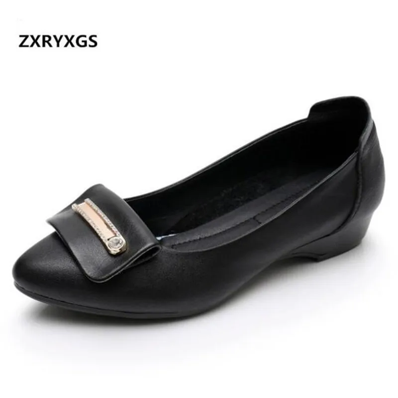 2020 новые весенние туфли из натуральной кожи со стразами Женская обувь с острым