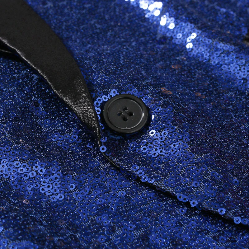 Shiny Red Sequin Bling Glitter Blazer Jacket Men 2019 New Shawl Collar One Button Nightclub Party Prom DJ Rock and Roll Costumes | Мужская