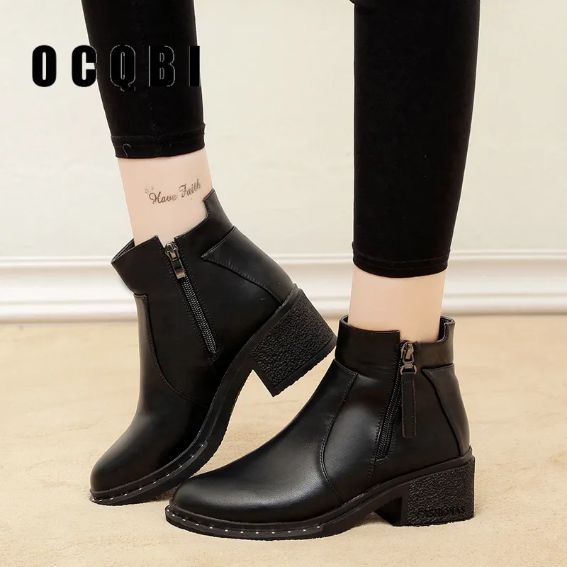 Кожаные ботильоны Женская Классическая модная обувь на плоской подошве сезон