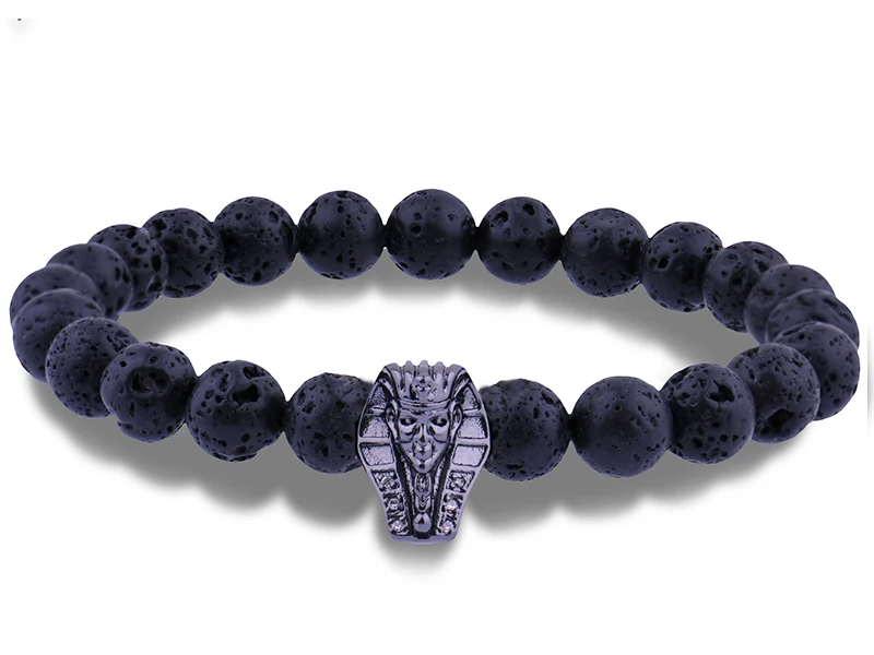 Египетский фараон Шарм Циркон браслеты и браслет 8 мм черный Лава Рок натуральный