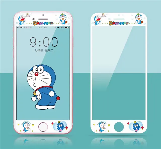 Renda Мой сосед Тоторо Doraemon 9H твердость 3D край Полное покрытие закаленное стекло для iphone 8 6S 6 7 Plus Защитная пленка для экрана