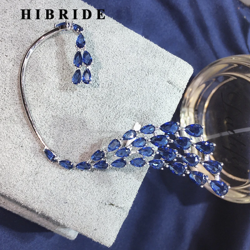 HIBRIDE роскошный новый дизайн синий цвет AAA кубический циркон Капля воды