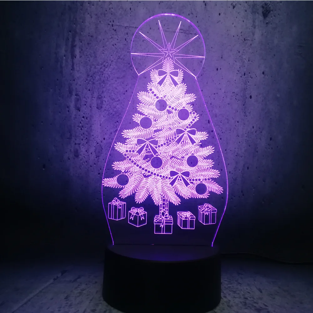 Светящаяся звезда на рождественской елке Топ 3D Светодиодная лампа USB Декор