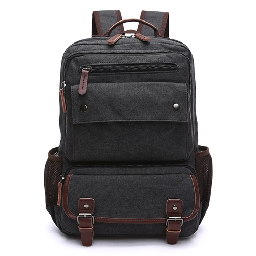 Унисекс, винтажный рюкзак, мужские дорожные сумки, Холщовая Сумка, Mochila Masculina, рюкзаки для ноутбука, женская школьная сумка для подростка, рюкзак - Цвет: Черный