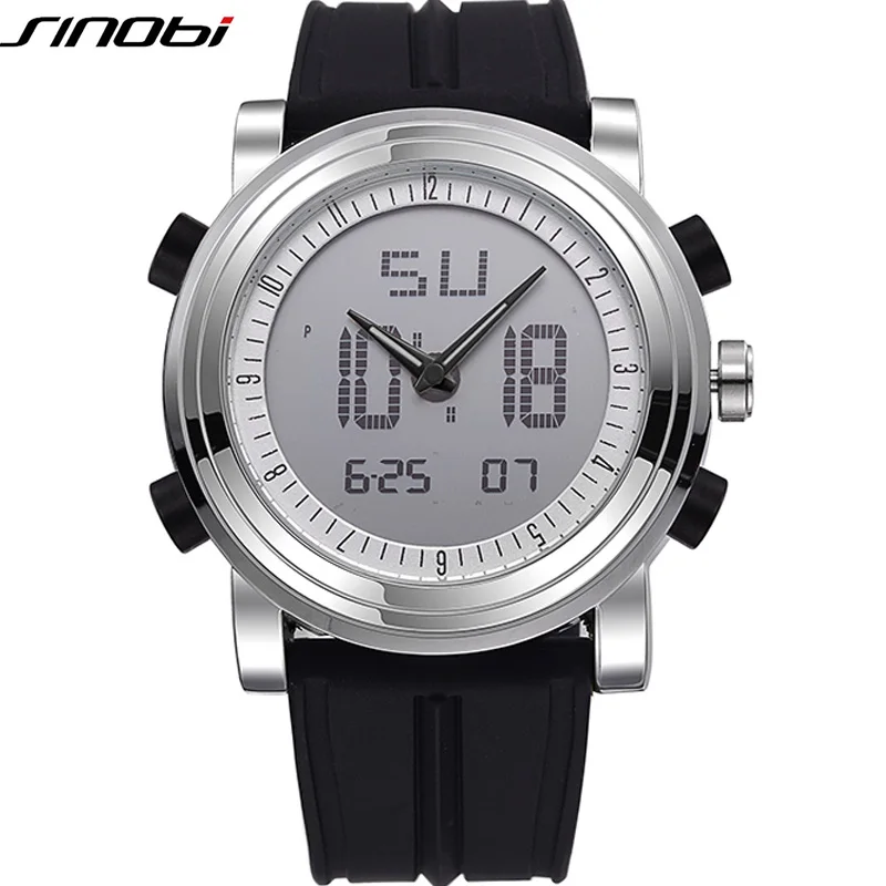 11S9368G02 Relogio Masculino SINOBI Спортивные Цифровые кварцевые наручные часы водонепроницаемые кварцевые мужские часы Geneva Hybird часы erkek kol saati - Цвет: 11S9368G02