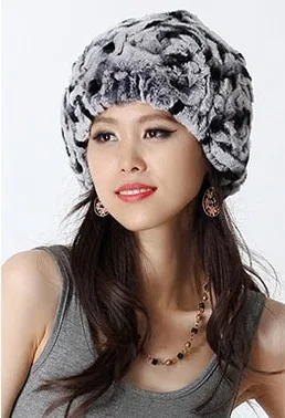 Осенне зимние вязаные женские шапки ручной работы из натурального меха кролика