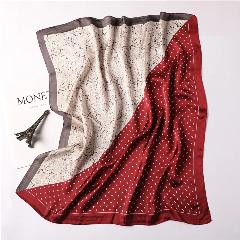 Роскошный брендовый шелковый шарф с модным принтом, женские шарфы, летние атласные офисные шарфы для волос, хиджабы, квадратная шаль, бандана