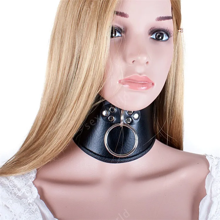 Искусственная кожа BDSM Связывание осанки шеи воротник с тяговым кольцом