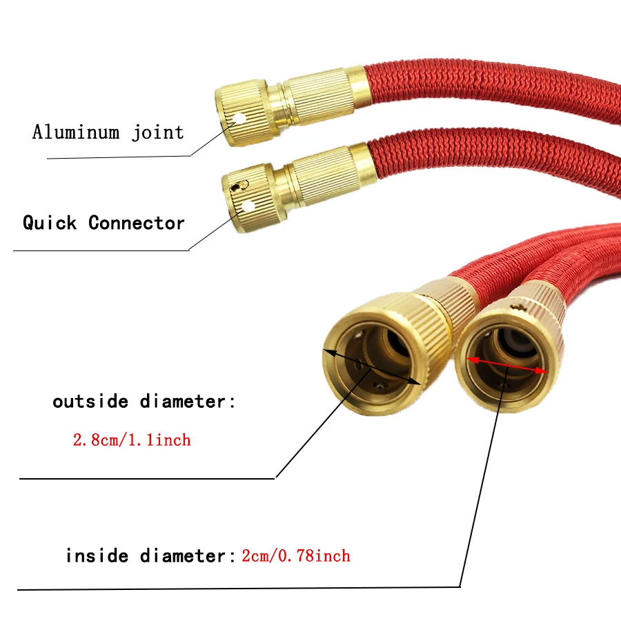 25ft 100ft красный садовый шланг jardim растяжимый волшебный резиновый для полива