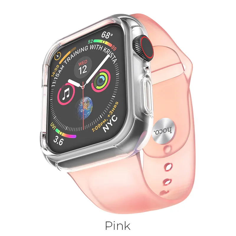 Ярко-розовый Прозрачный силиконовый ремешок для Apple Watch 44 мм 42 мм iWatch 4 ремешок 40 мм 38 мм с ТПУ чехол спортивный ремешок подходит для Apple Watch 4 3 - Цвет ремешка: Ярко-розовый