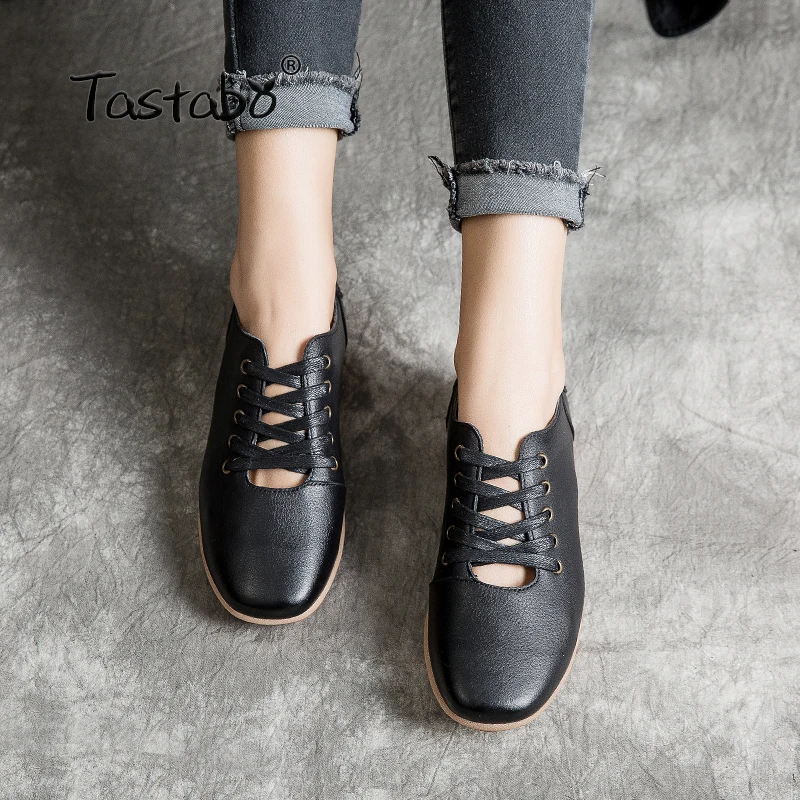 Женские туфли ручной работы Tastabo из натуральной кожи мягкие удобные лоферы с