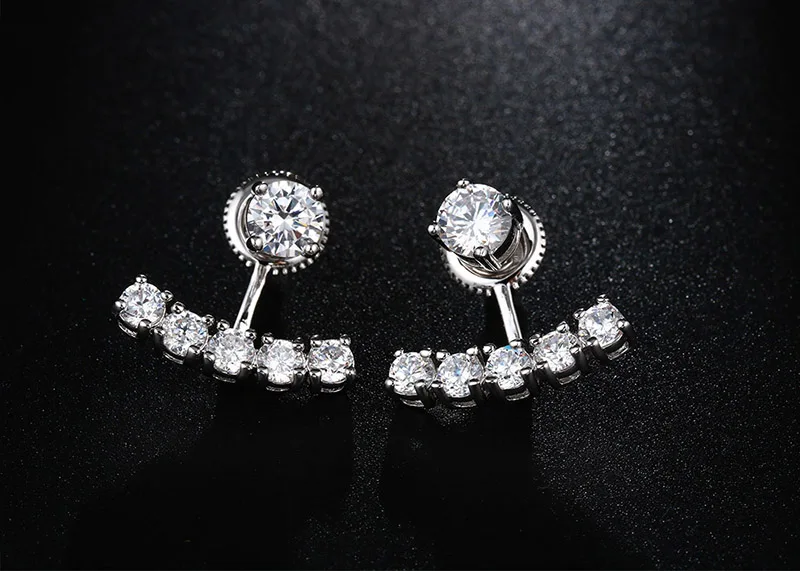 Роскошные Элегантные Висит Прекрасный Двухсторонняя Стад Серьги посеребренная