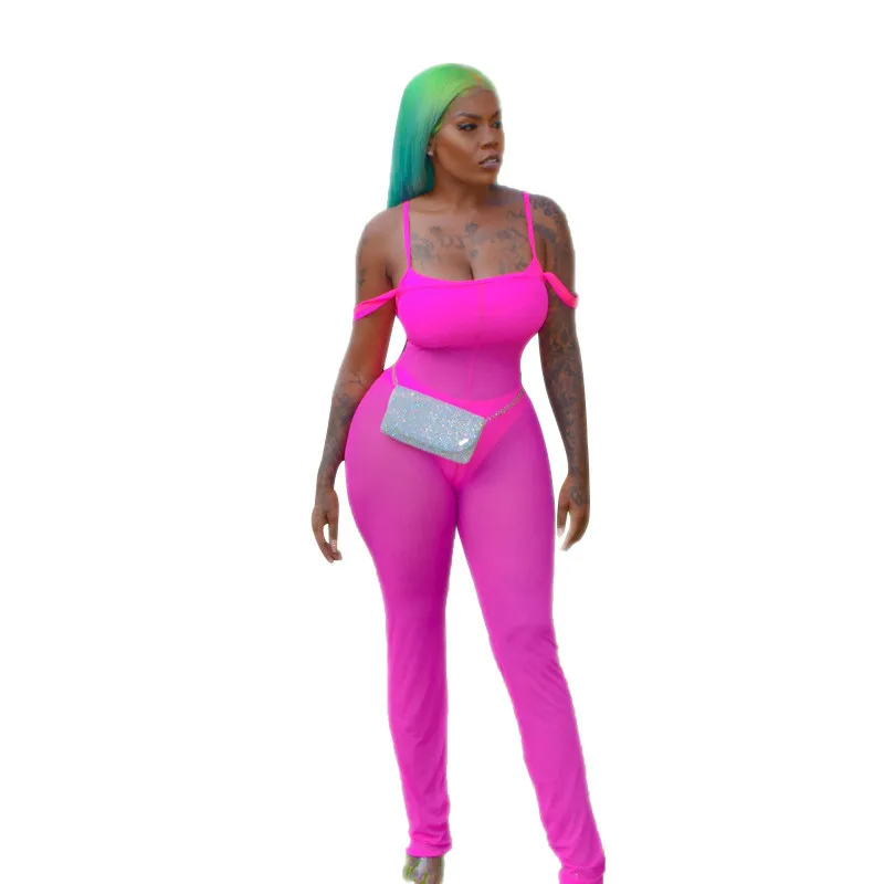 Женский флуоресцентный сетчатый комбинезон Adogirl модный однотонный с