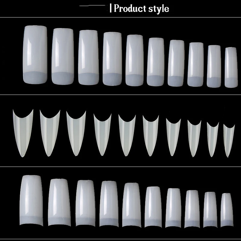 500 шт./пакет 10 Размеры накладные ногти чистый белый природа на каблуке-шпильке