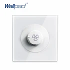 Настенный выключатель Wallpad L6 из белого стекла с регулятором скорости вентилятора 450 Вт, стандарт UK BS