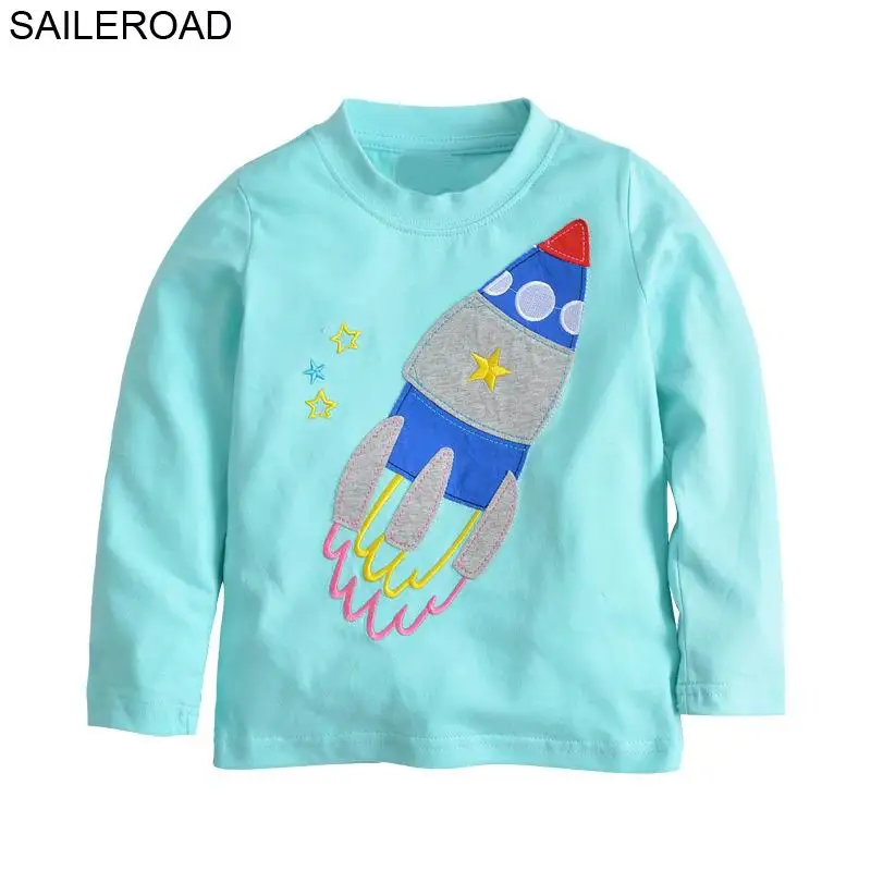 5352 same picture SAILEROAD Мультфильм Ракета Дети Мальчики Футболка с длинным рукавом Осень Мальчики Топы Детские футболки Детская одежда для маленького мальчика - Цвет: 5352 same picture