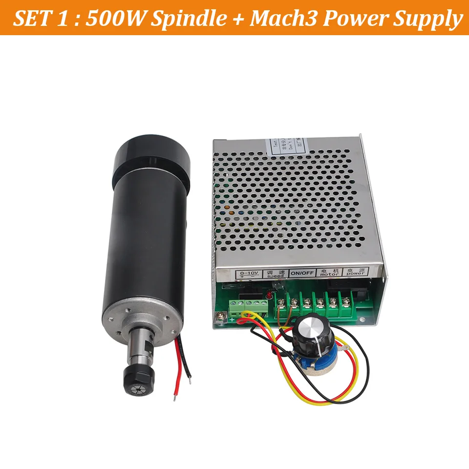 500W Mach3 Supply Daedalus 500 Вт Шпиндельный мотор с ЧПУ шпиндель с воздушным охлаждением ER11 12000 об/мин источник питания Mach3 110/220 В для фрезерного токарного станка гравировальный станок - Цвет: 500W Mach3 Supply