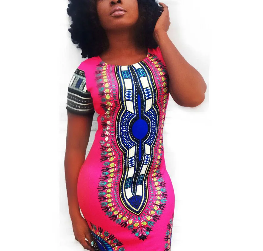 Женские платья в африканском стиле Dashiki традиционная одежда с принтом синего