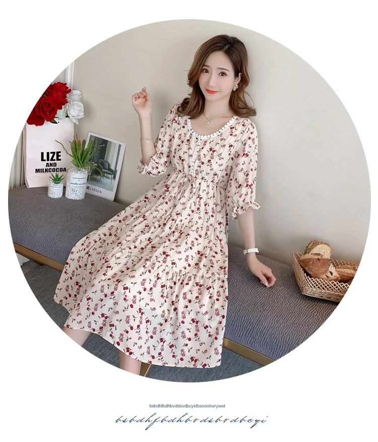 8837# летнее Модное шифоновое длинное платье с принтом для кормящих мам, тонкая одежда для кормления грудью для беременных женщин, одежда для беременных