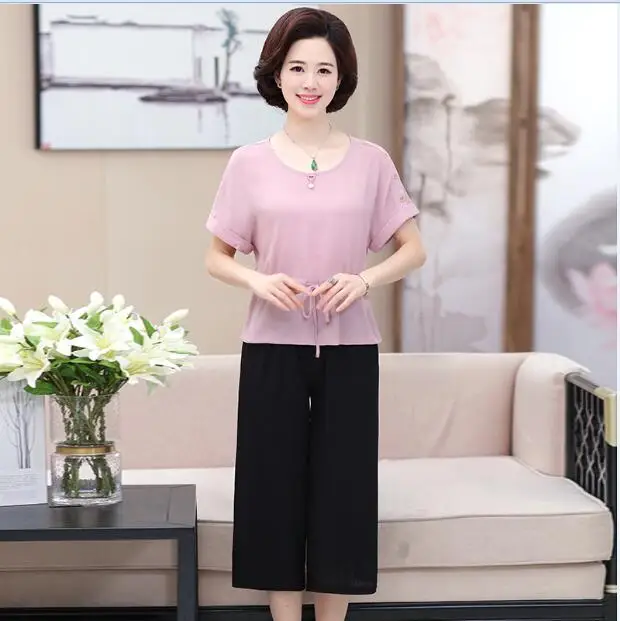 Женский шифоновый костюм свободная блузка + брюки комплект из двух предметов