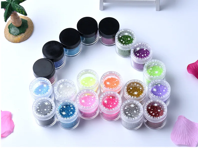 34 Цвета тонкий акриловый блеск порошок для Неил арта украшения кончиков ногтей