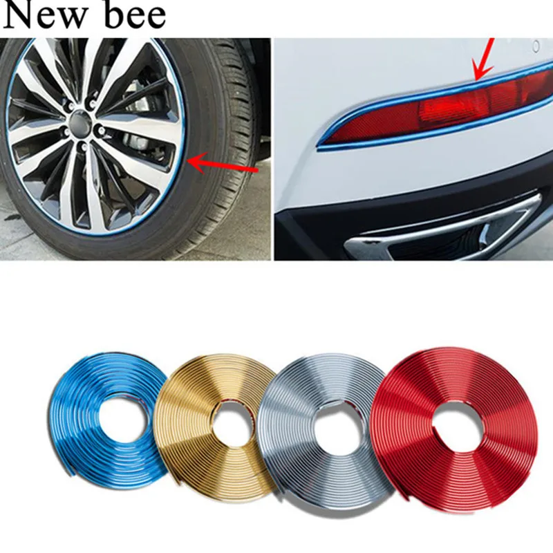 Наклейка для обода колеса Newbee цветная хромированная полоса 8 м Kia Toyota BMW Audi