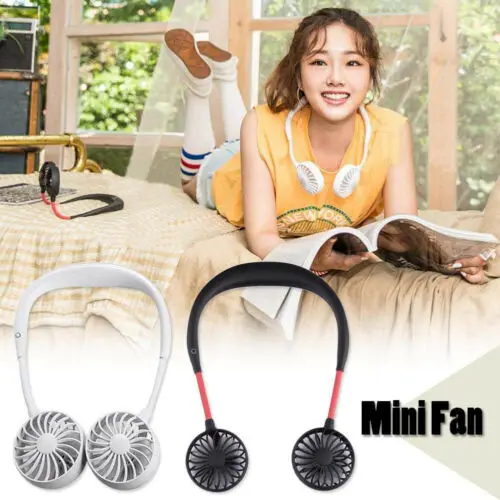 Портативный мини вентилятор с функцией подвешивания без рук через шею usb