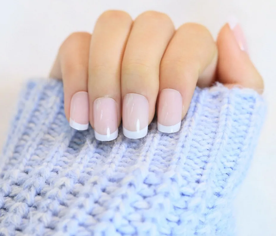 24 шт Акриловые французские накладные ногти кончики телесного цвета с кружевным