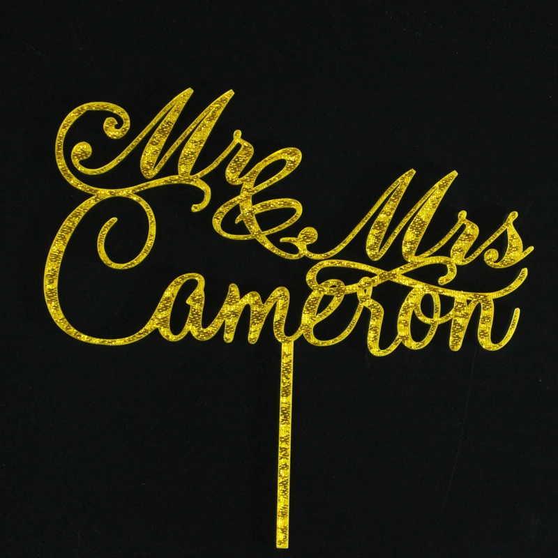 Персонализированный золотистый Свадебный Топпер для торта MR MRS свадебное