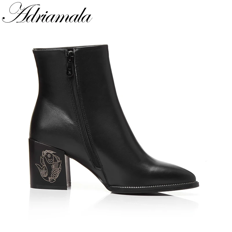 2017 острый носок толстый каблук Ботильоны для Осенне-зимняя Дамская обувь из