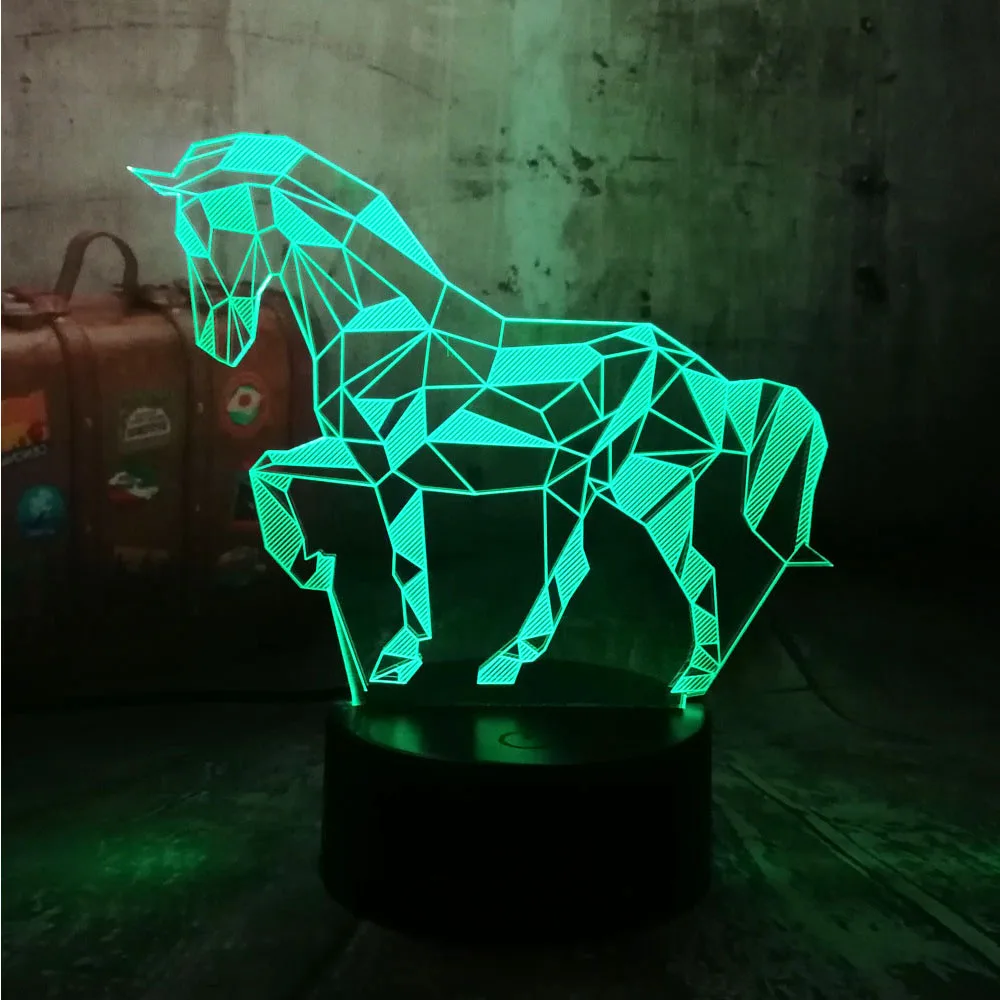 Новинка, 3D светодиодный настольный светильник, конь, RGB, Ночной светильник, USB пульт дистанционного управления, домашний декор, рождественский подарок для детей, детская лампа для сна, Лава