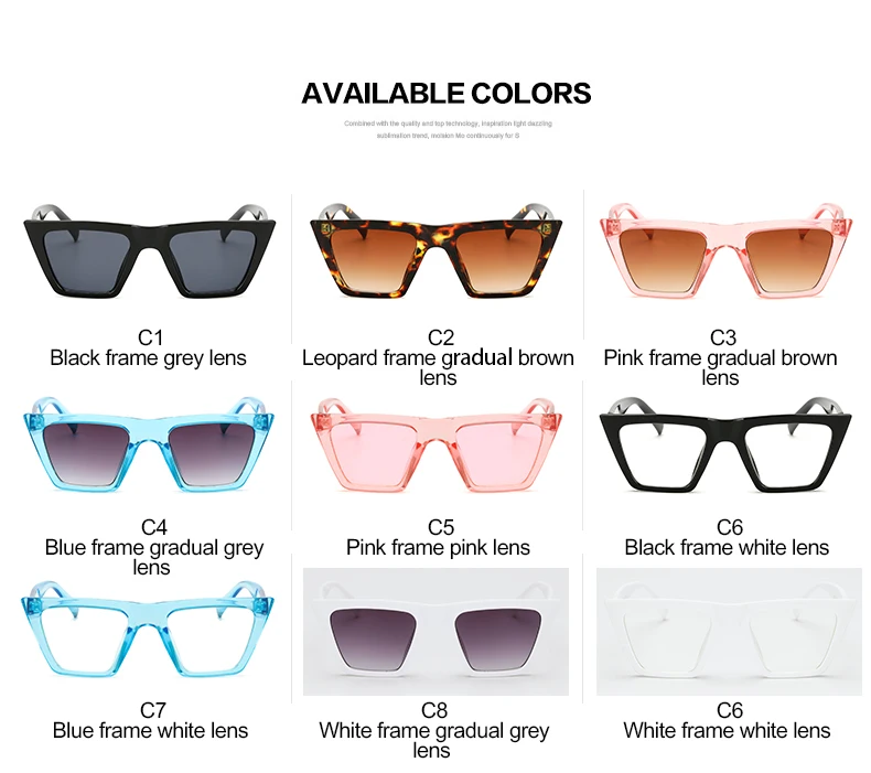 

Long Keeper 2019 Brand Retro Cat Eye Sunglasses Women Big Flat Top Sale sun glasses Clear Black Frame Fashionable sunglasses