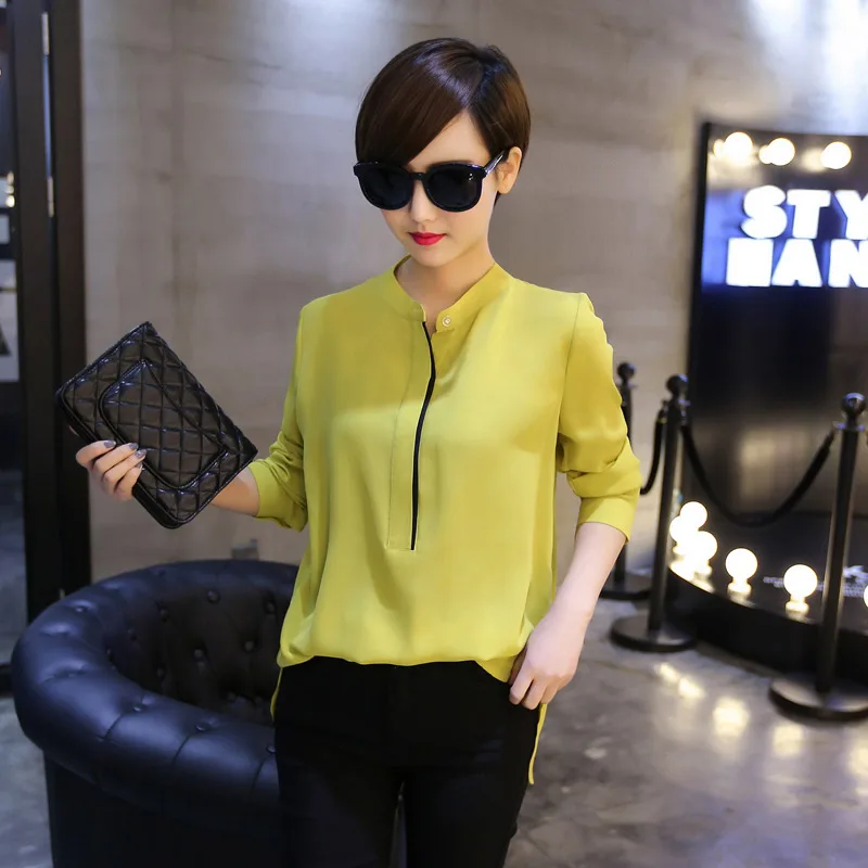 Горячая распродажа женщины топы и блузки 2016 новинка длинным рукавом сплошной