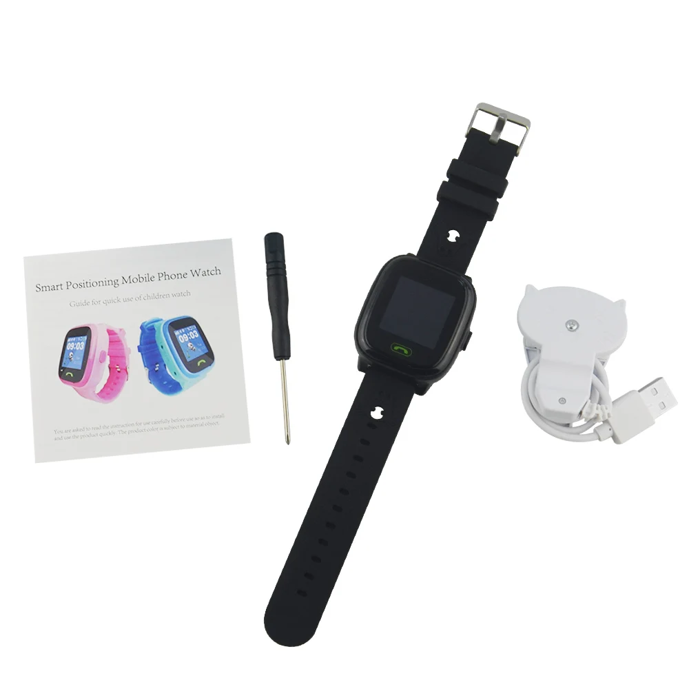 Black No Box HW8 Waterproof Child Smart Watches Touch Screen GPS Tracker SOS Call Voice Safety Watch Language English/Russian Free APP - Цвет: Black No Box
