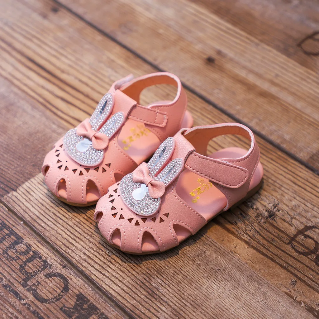 Милая элегантная обувь для маленьких девочек с кроликом и кристаллами принцессы