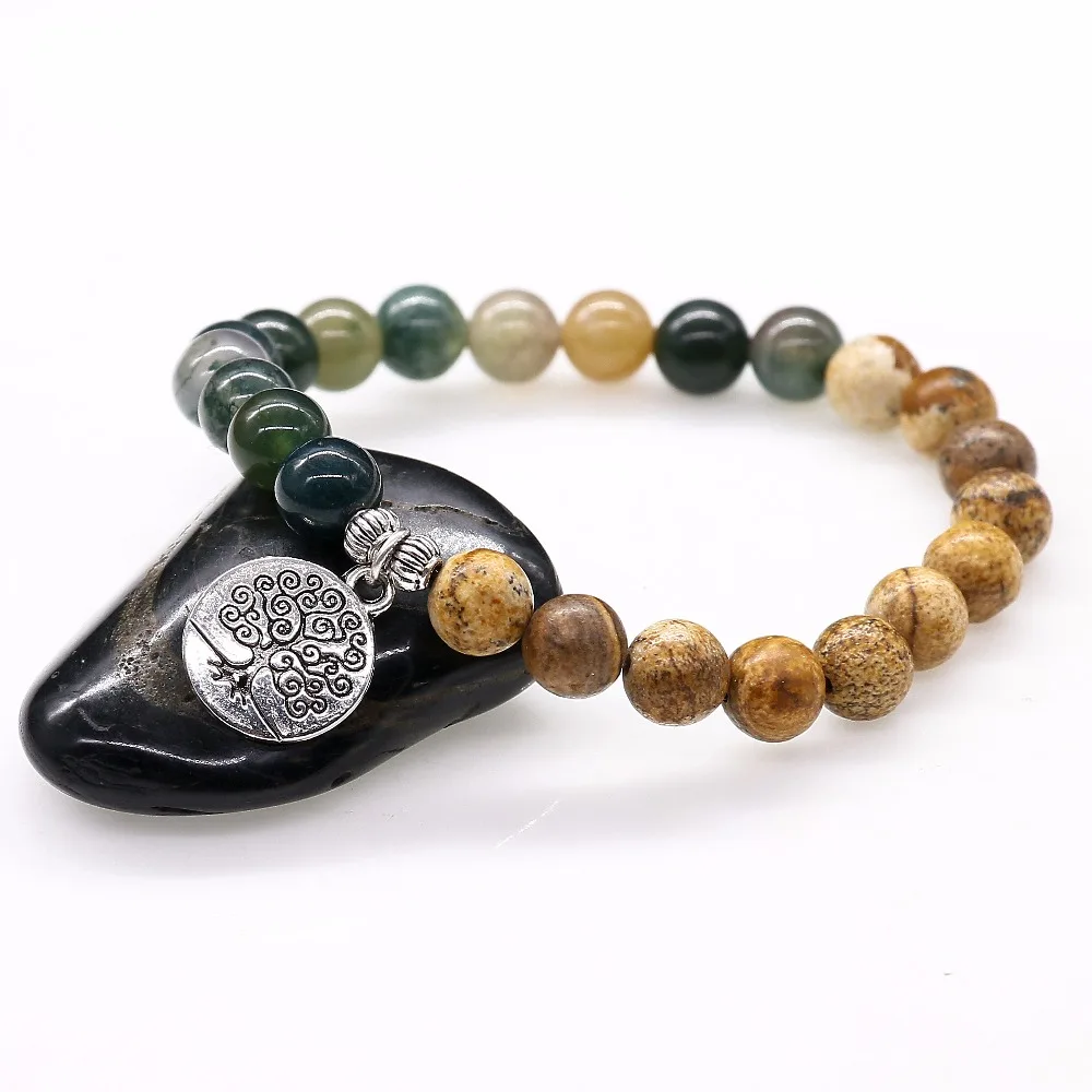 Модные бусины простой стиль индийский оникс с рисунком браслет каменными