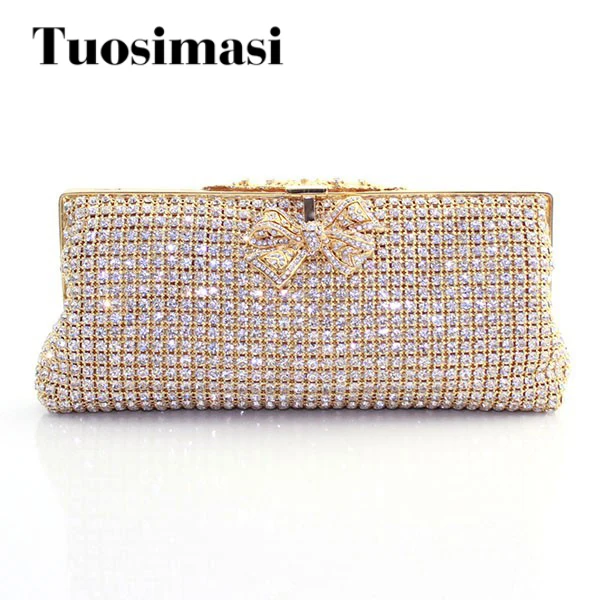 

Golden Color Soft Diamond Ladies Crystal Clutch Wedding Pouch Evening Bag