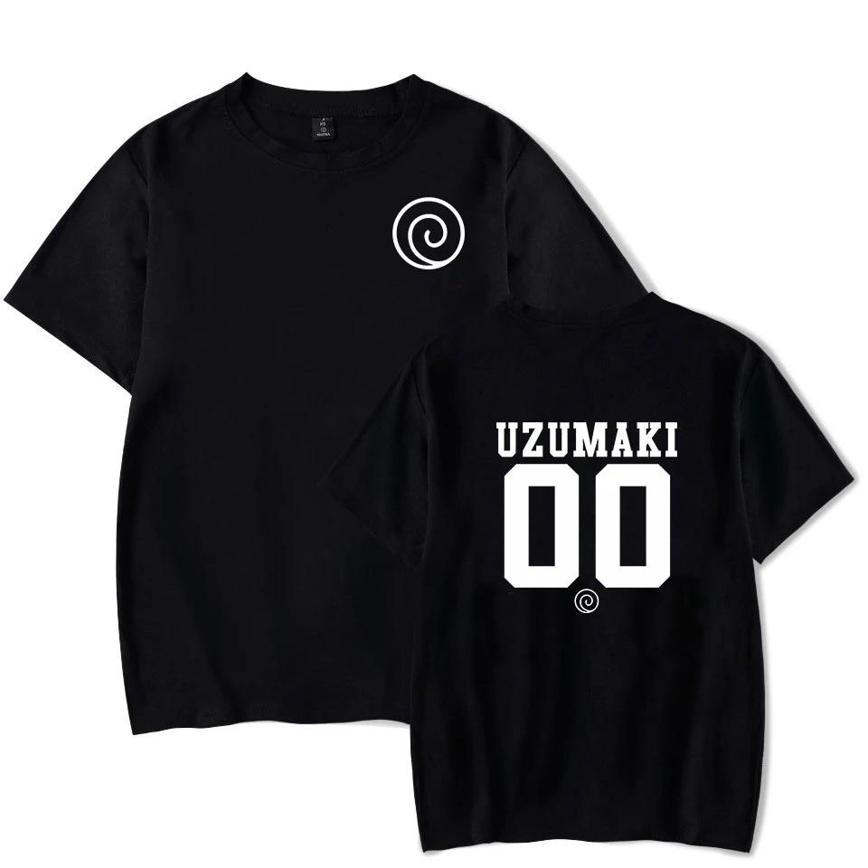 Uzumaki Black Летняя Новинка, брендовая футболка с короткими рукавами и принтом логотипа Наруто Учиха Узумаки Хатаке, разноцветные футболки в стиле Харадзюку, Футболки унисекс - Цвет: Uzumaki Black