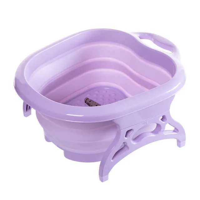 Purple Детская Пластиковая Складная ванночка для ног с роликом, портативная ванночка для ног, горшок для домашнего путешествия, горшок для мытья ног для детей и родителей - Цвет: Purple